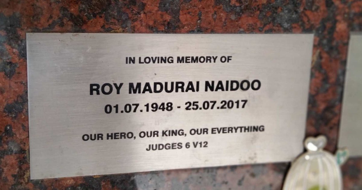 NAIDOO Roy Madurai 1948-2017