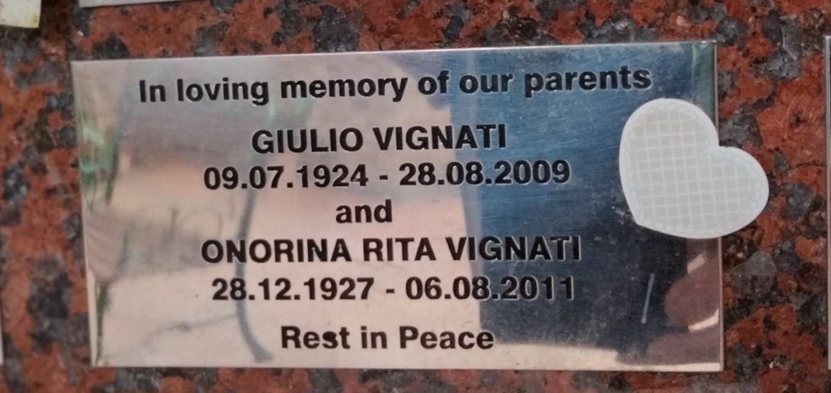 VIGNATI Giulio 1924-2009 & Onorina Rita 1927-2011