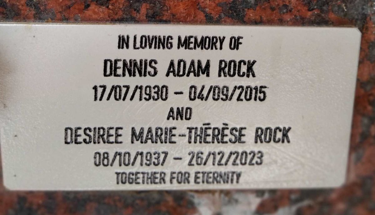 ROCK Dennis Adam 1930-2015 & Desiree Marie-Therese 1937-2023