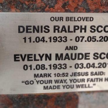 SCOTT Denis Ralph 1933-2016 & Evelyn Maude 1933-2017