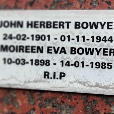 BOWYER John Herbert 1901-1944 & Moireen Eva 1898-1985