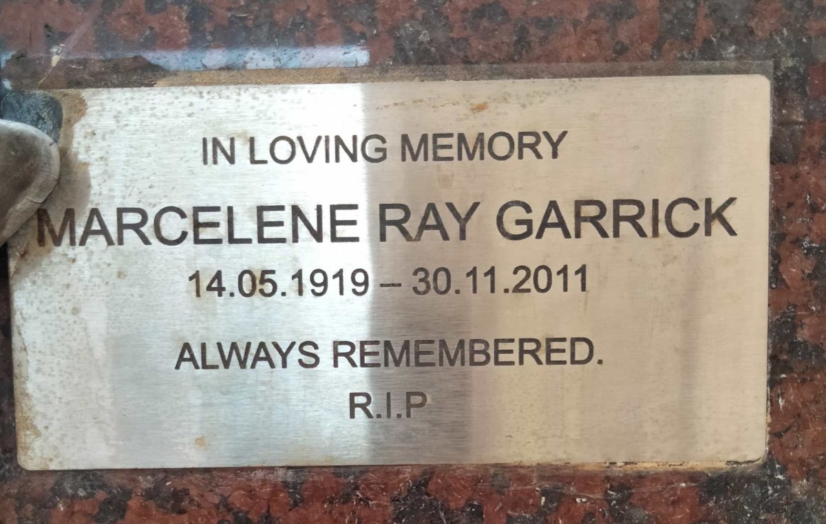 GARRICK Marcelene Ray 1919-2011
