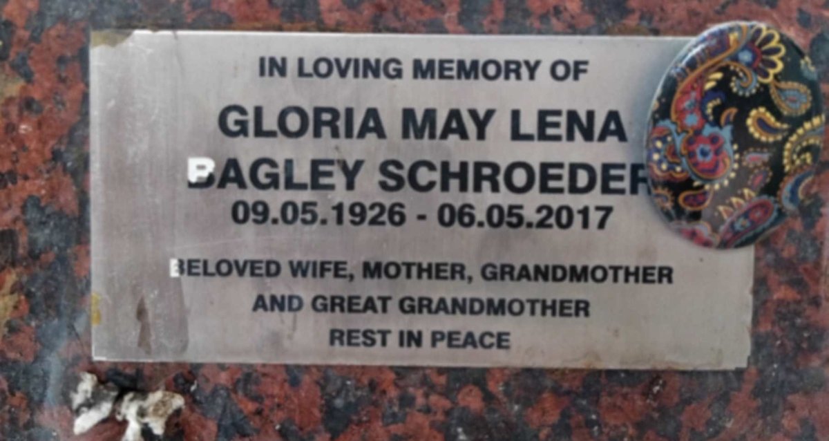 SCHROEDER Gloria May Lena Bagley 1926-2017