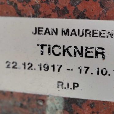 TICKNER Jean Maureen 1917-1993