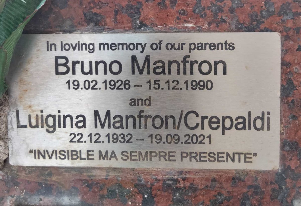 MANFRON Bruno 1926-1990 & Luigina CREPALDI 1932-2021