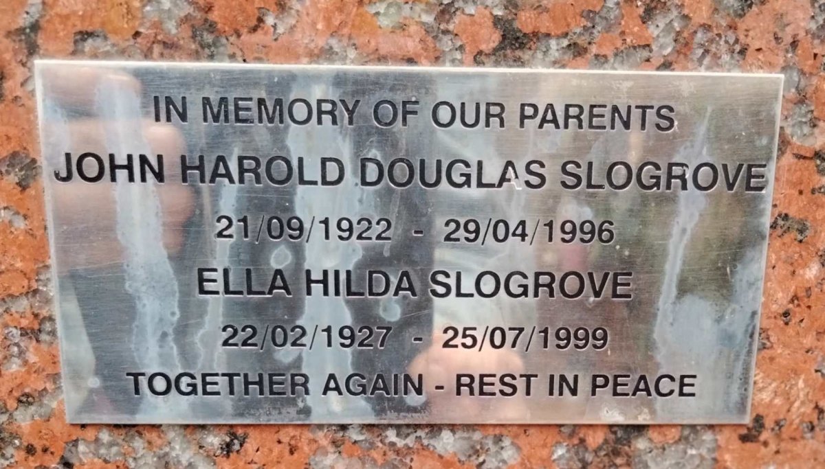 SLOGROVE John Harold Douglas 1922-1996 & Ella Hilda 1927-1999