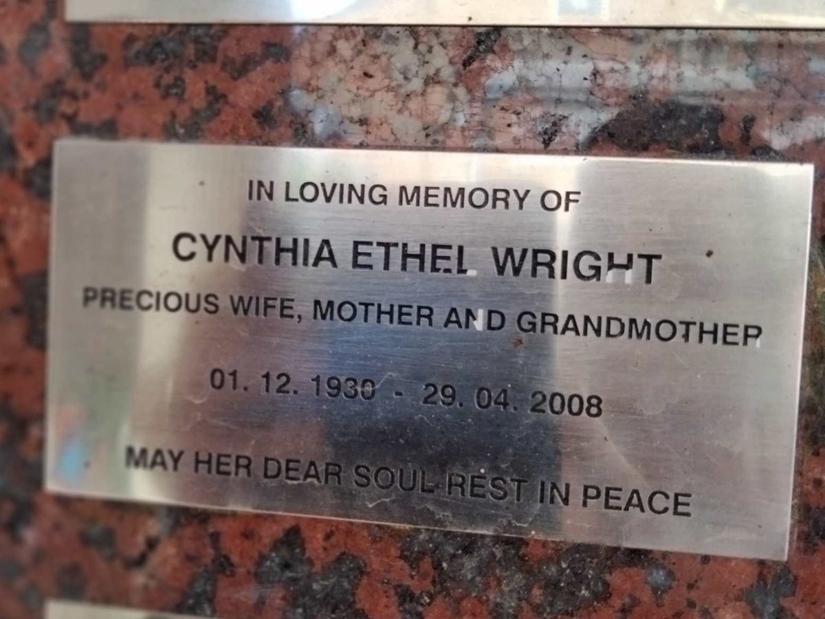 WRIGHT Cynthia Ethel 1930-2008