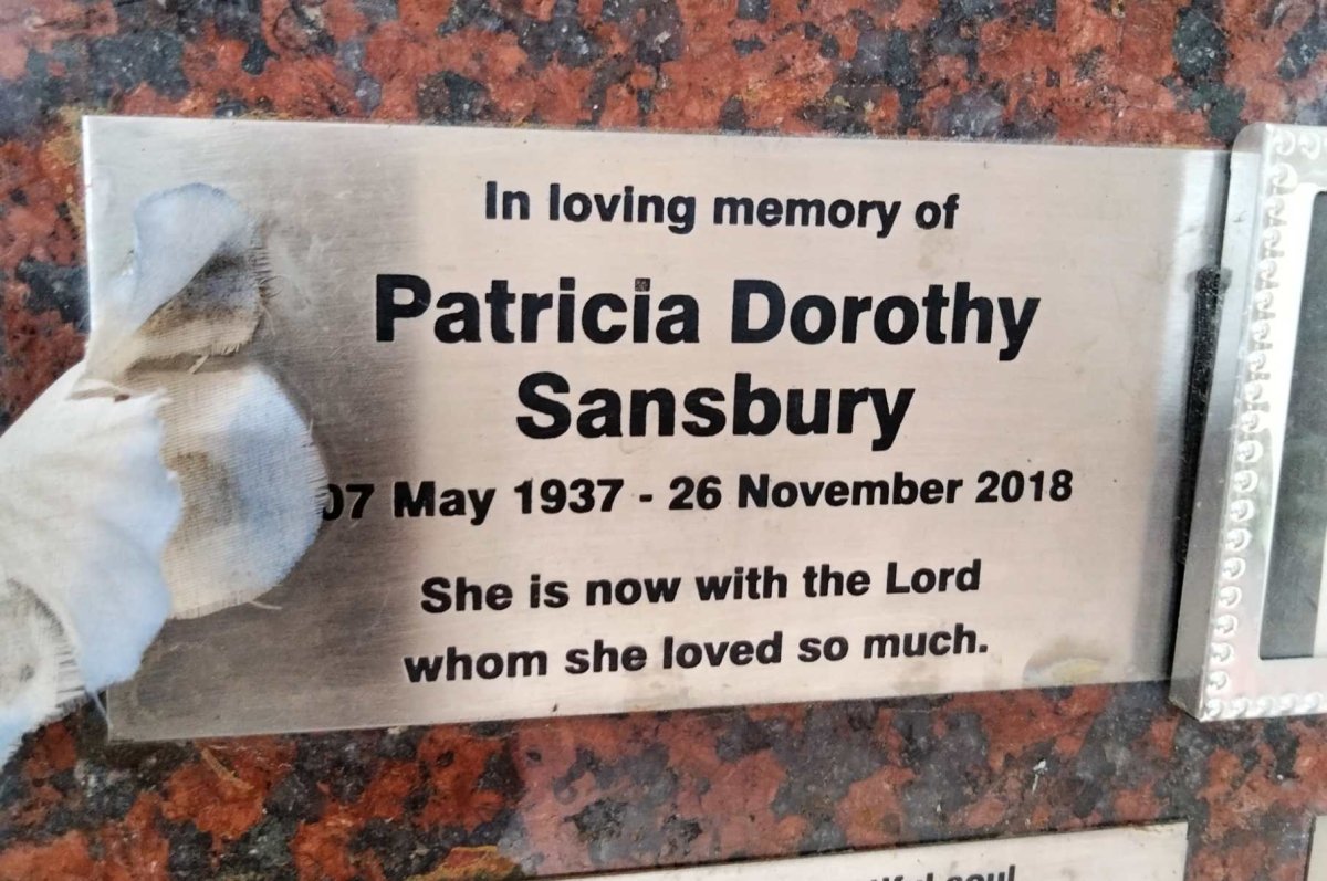 SANSBURY Patricia Dorothy 1937-2018