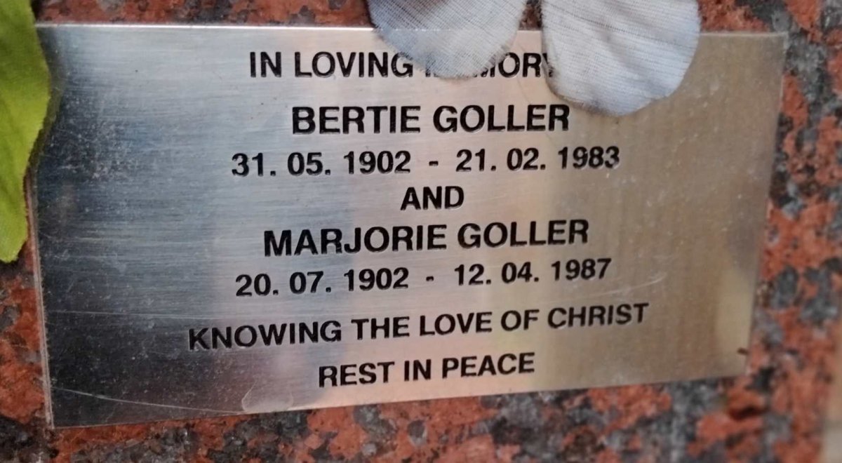 GOLLER Bertie 1902-1983 & Marjorie 1902-1987