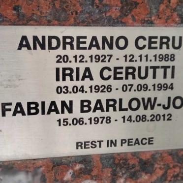 CERUTTI Andreano 1927-1988 & Iria 1926-1994 :: BARLOW-JONES Fabian 1978-2012