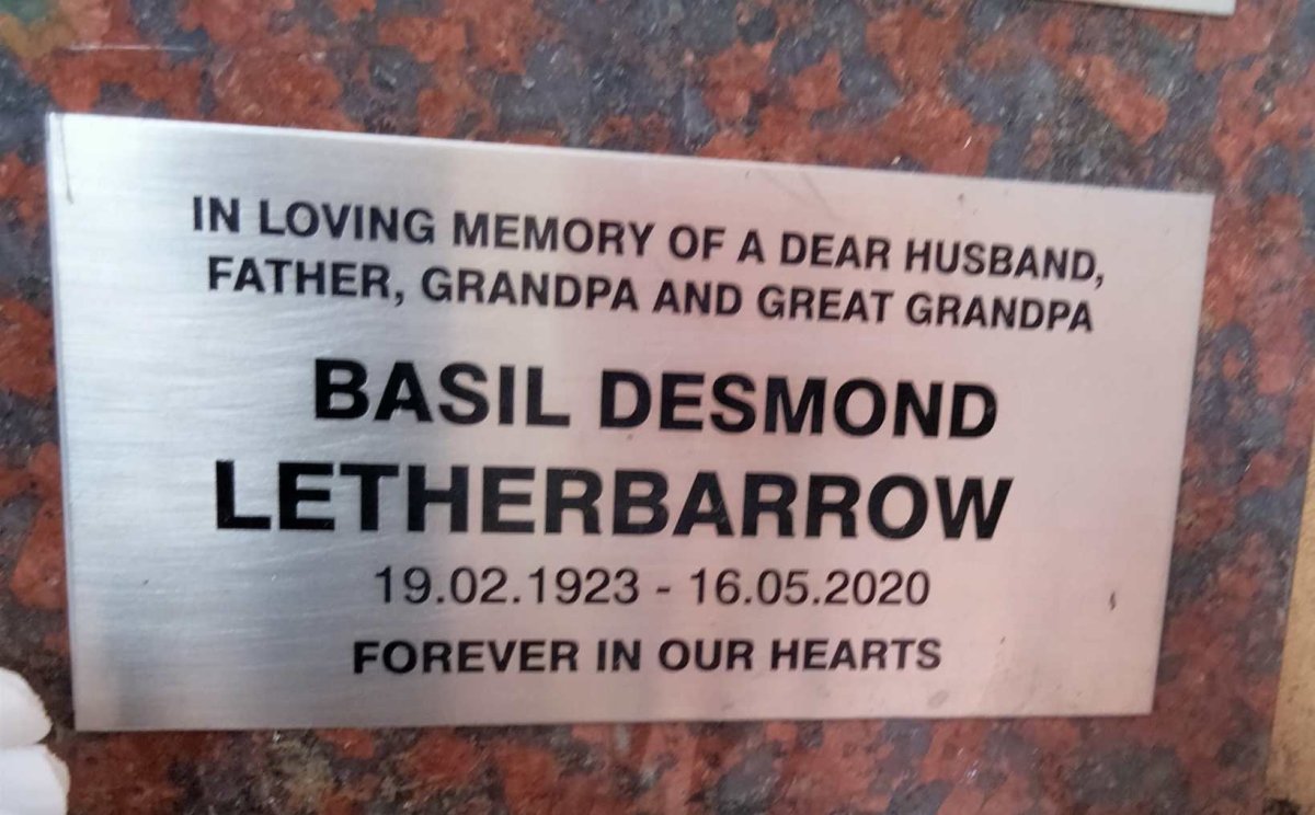 LETHERBARROW Basil Desmond 1923-2020