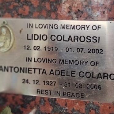 COLAROSSI Lidio 1919-2012 & Antonietta Adele 1927-2006