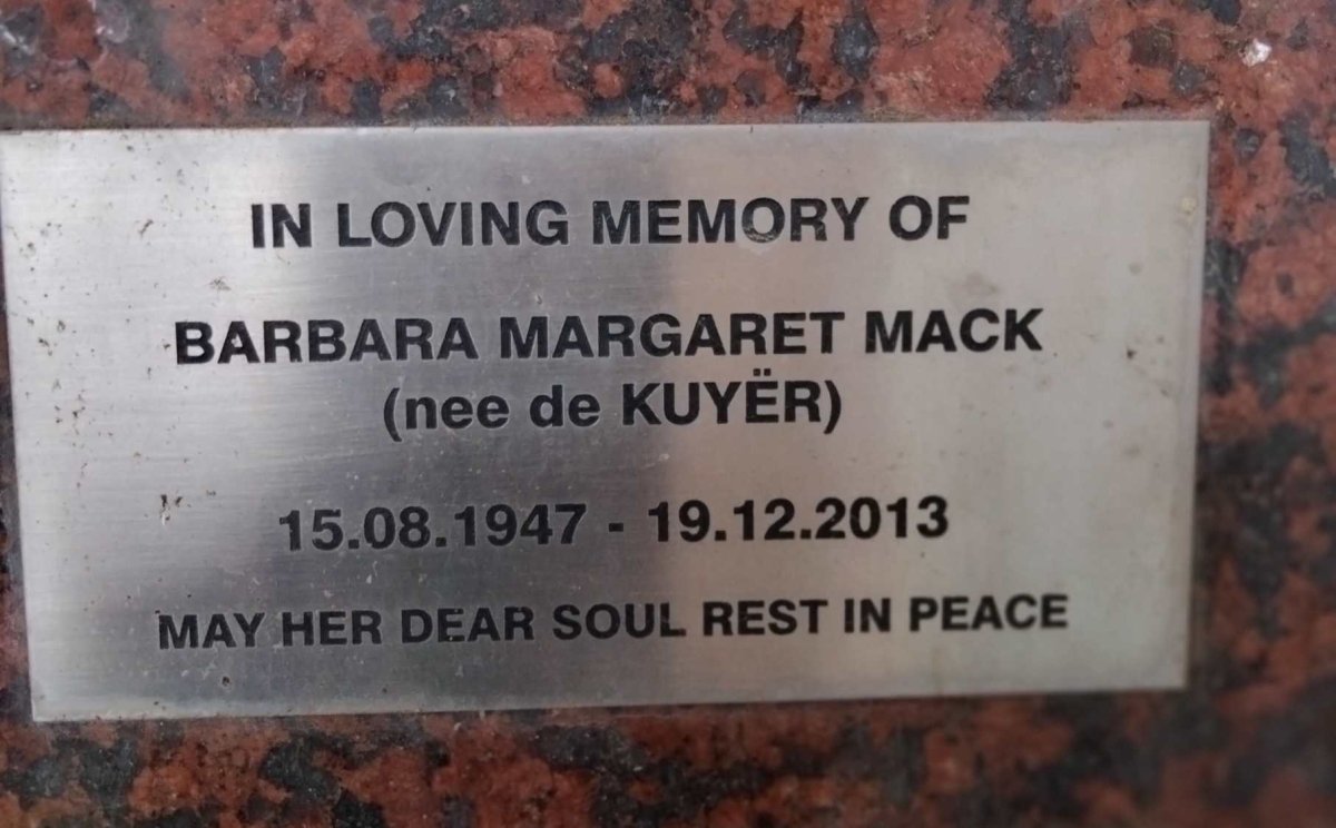 MACK Barbara Margaret nee KUYËR 1947-2013