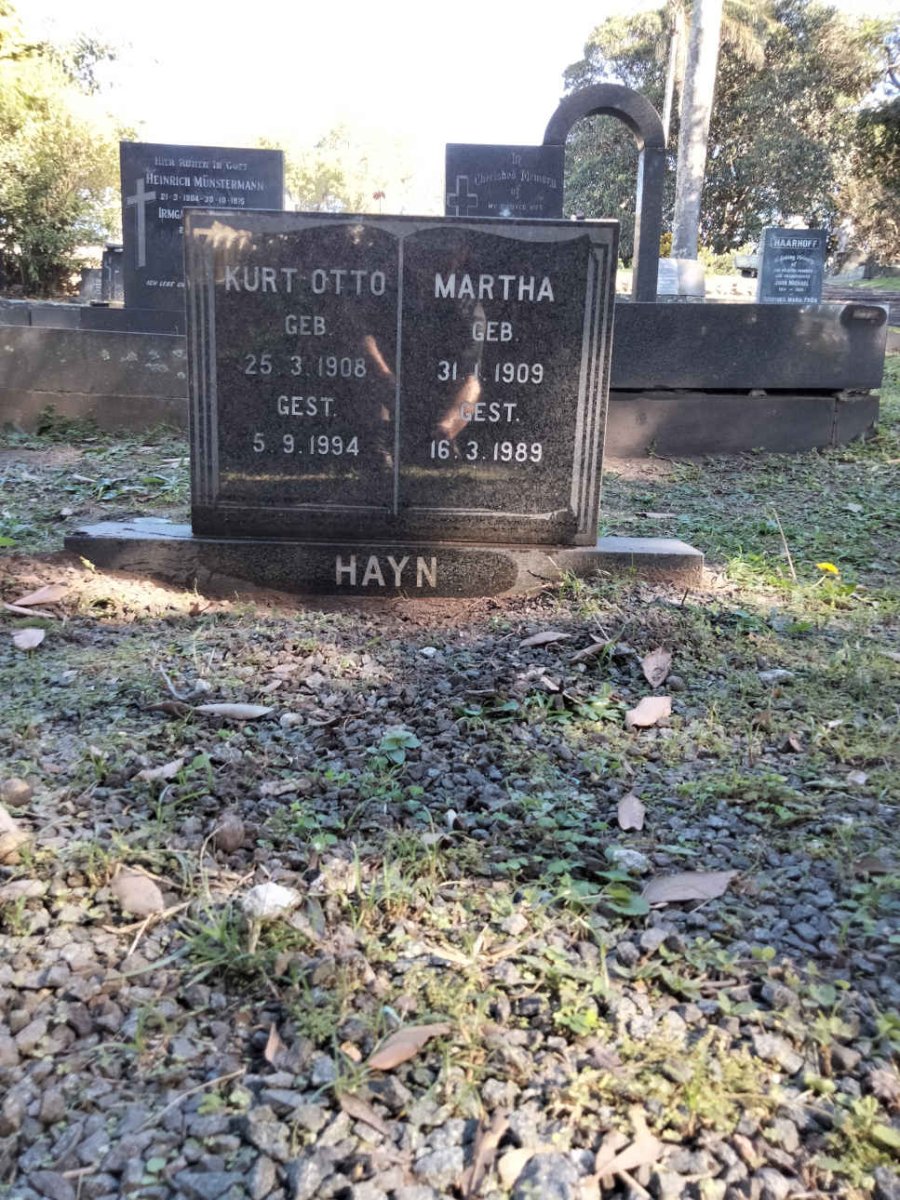 HAYN Kurt Otto 1908-1994 &amp; Martha 1909-1989