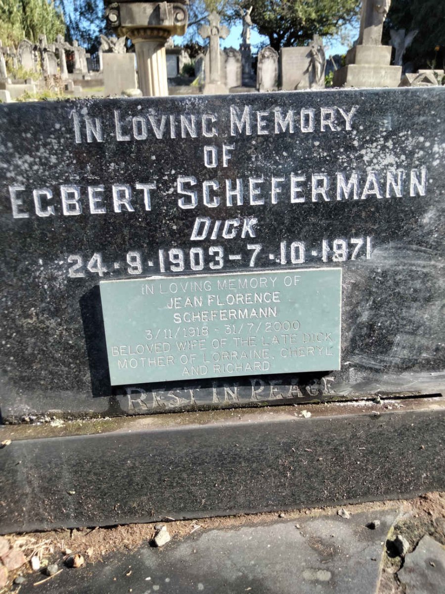 SCHEFERMANN Egbert 1903-1971 &amp; Jean Florence 1918-2000