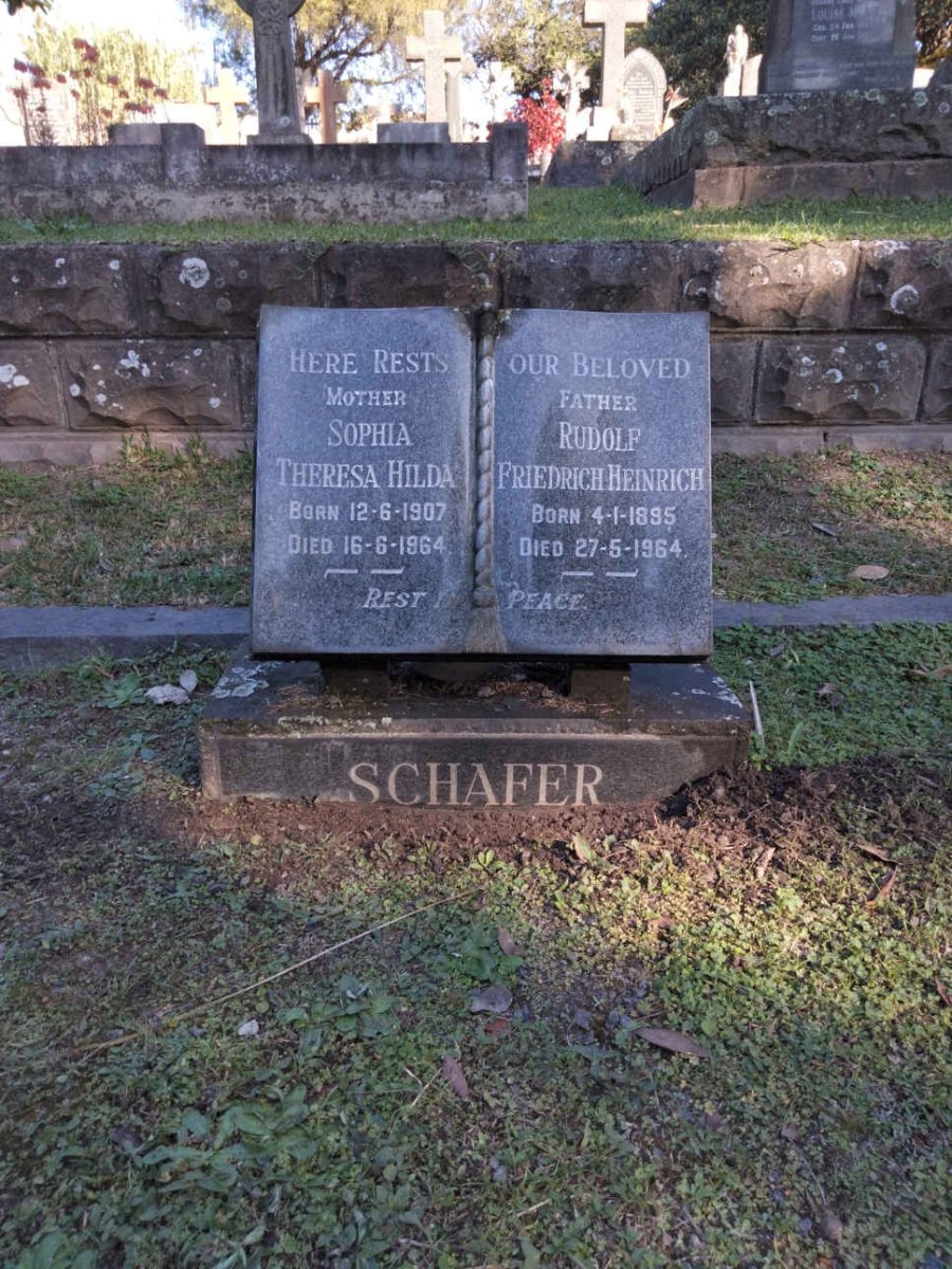 SCHAFER Rudolf Friedrich Heinrich 1895-1964 &amp; Sophia Theresa Hilda 1907-1964