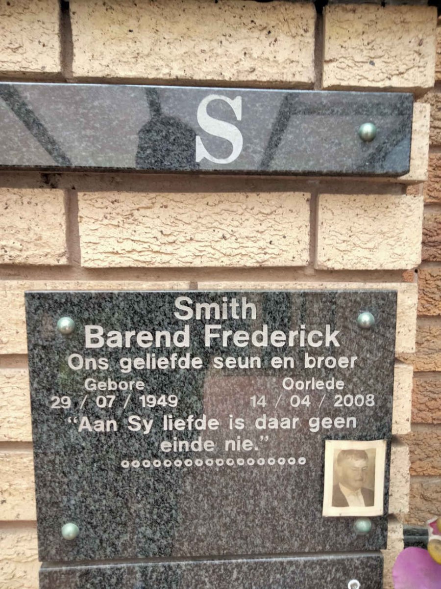 SMITH Barend Frederick 1949-2008