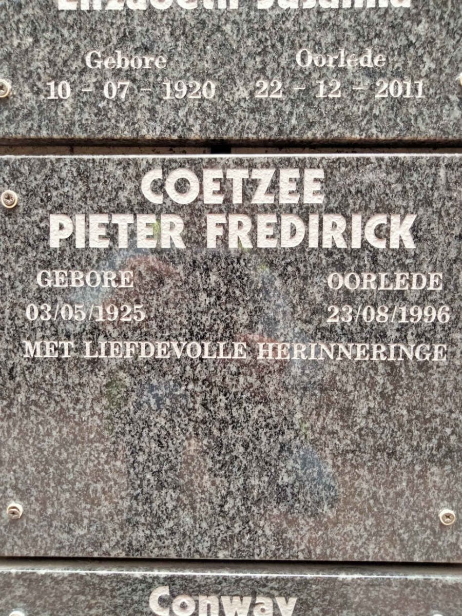 COETZEE Pieter Fredirick 1925-1996