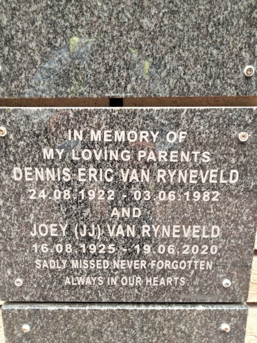 RYNEVELD Dennis Eric, van 1922-1982 & J.J. 1925-2020
