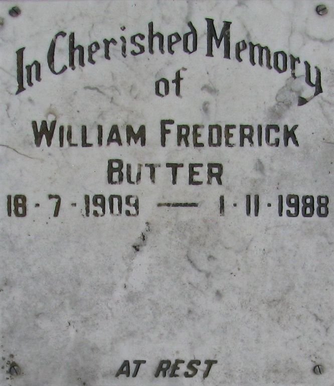 BUTTER William Frederick 1909-1988