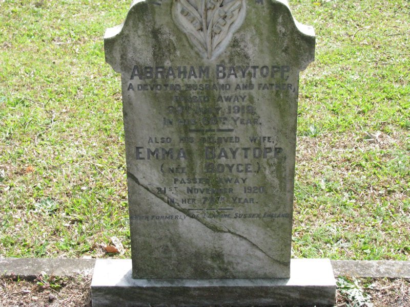 BAYTOPP Abraham 1839-1919 &amp; Emma BOYCE 1842-1920