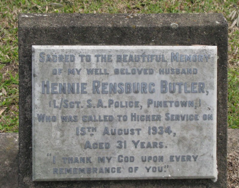 BUTLER Hennie Rensburg 1903-1934