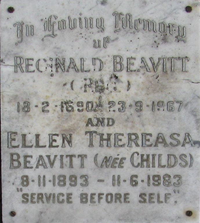 BEAVITT Reginald 1890-1967 &amp; Ellen Thereasa CHILDS 1893-1983
