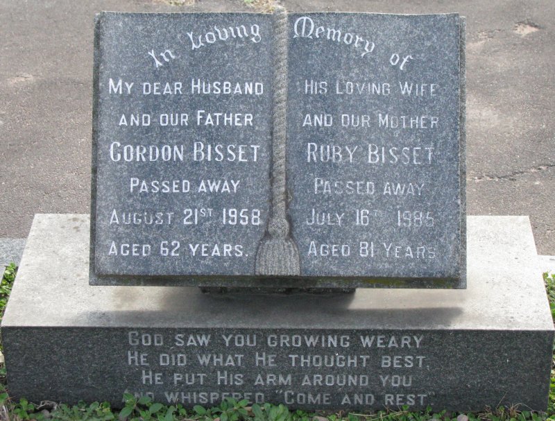 BISSET Gordon 1896-1958 &amp; Ruby 1904-1985