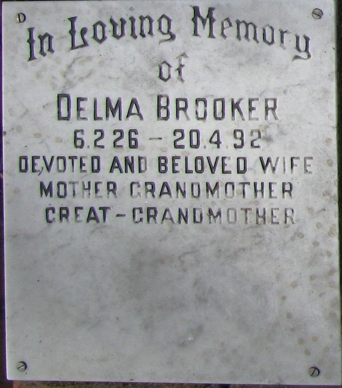 BROOKER Delma 1926-1992