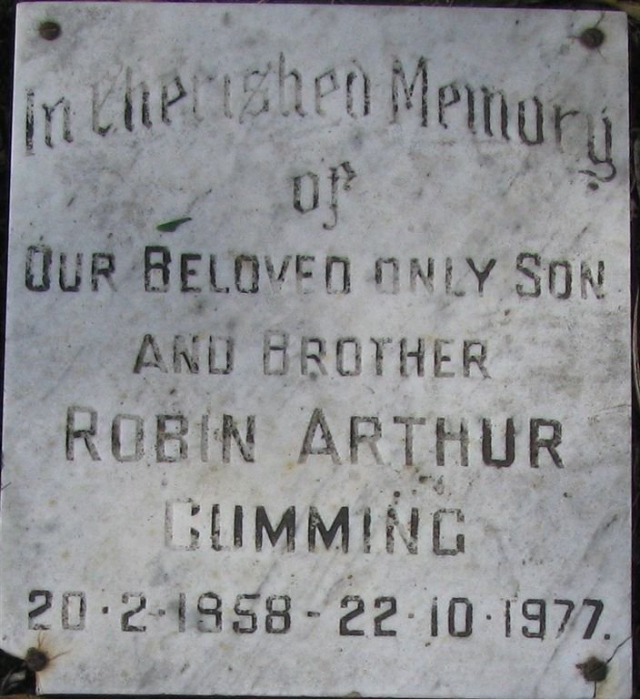CUMMING Robin Arthur 1958-1977