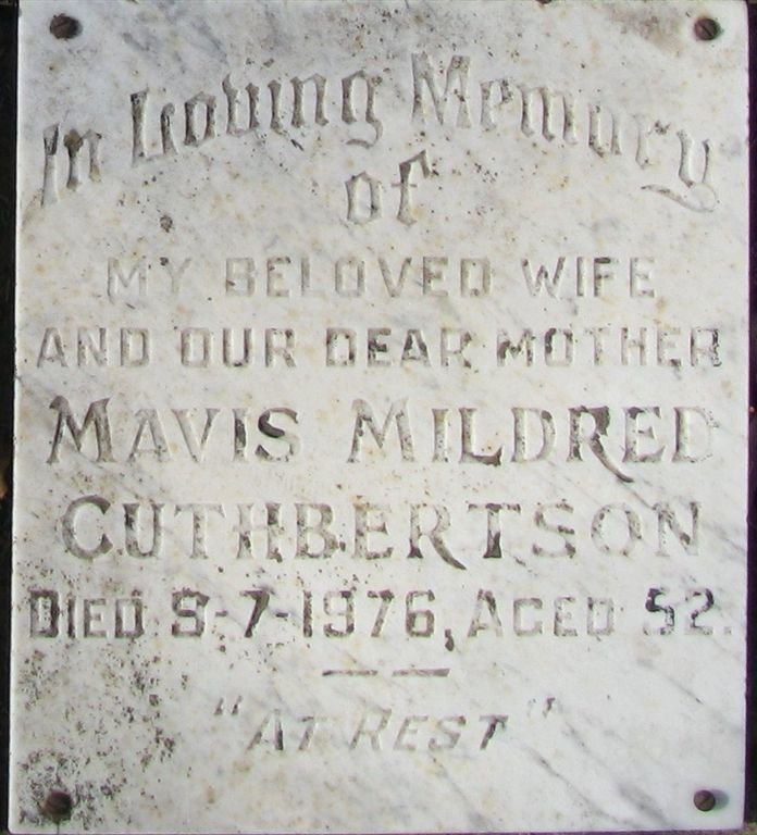CUTHBERTSON Mavis Mildred 1924-1976