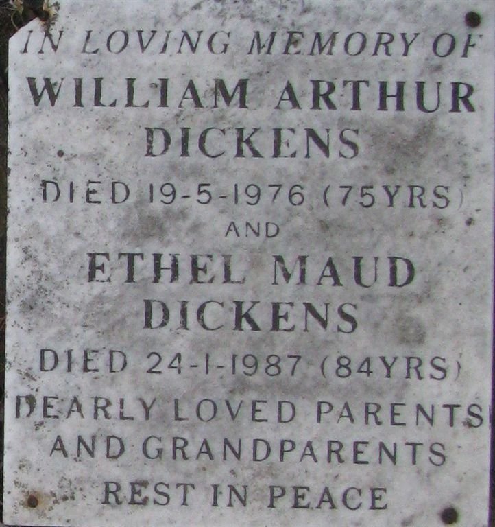 DICKENS William Arthur 1901-1976 &amp; Ethel Maud 1903-1987