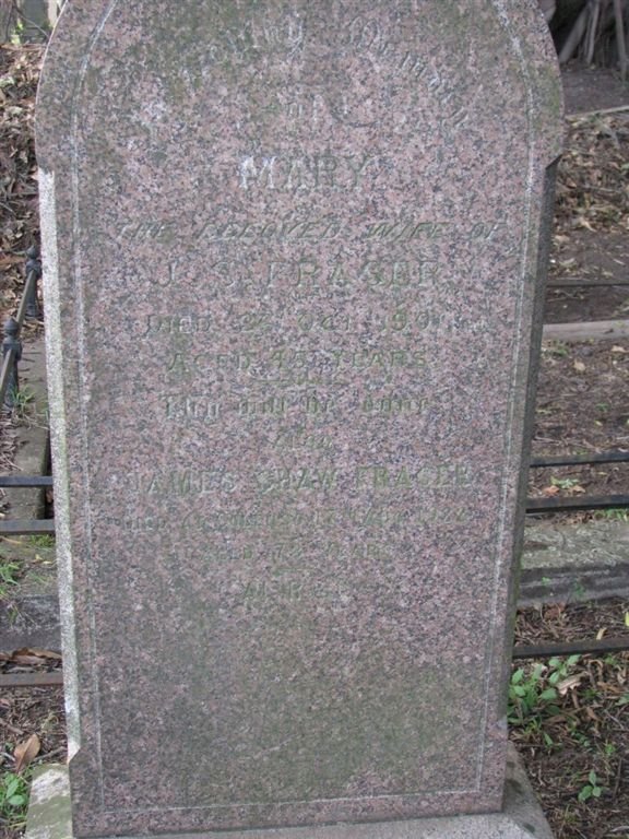 FRASER James Shaw 1849-1922 &amp; Mary 1856-1901