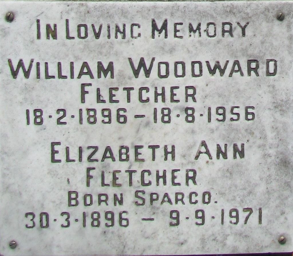 FLETCHER William Woodward 1896-1956 &amp; Elizabeth Ann 1896-1971