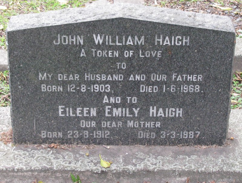 HAIGH John William 1903-1968 &amp; Eileen Emily 1912-1987
