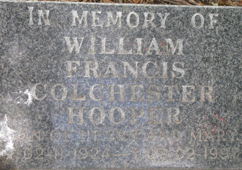 HOOPER William Francis Colchester 1924-1997