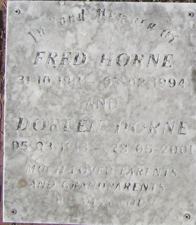 HORNE Fred 1911-1994 &amp; Doreen 1913-2001