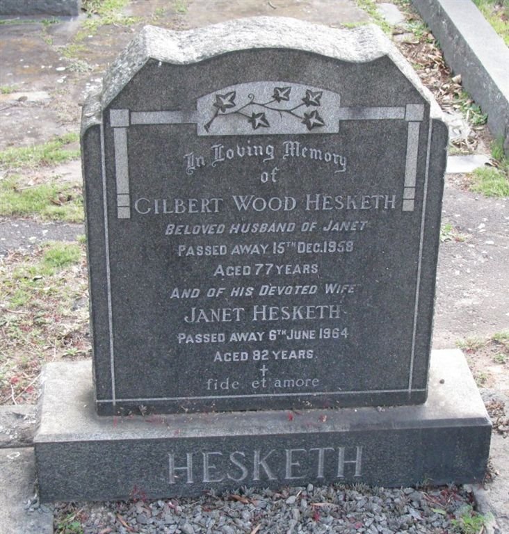 HESKETH Gilbert Wood 1882-1959 &amp; Janet 1882-1964