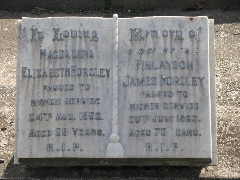 HORSLEY Finalyson James 1893-1952 &amp; Elizabeth 1893-1952