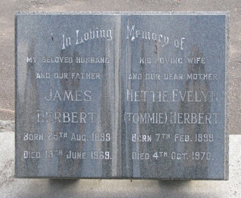 HERBERT James 1899-1969 &amp; Hettie Evelyn 1899-1970