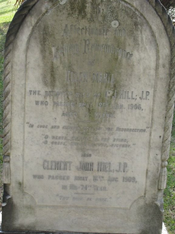 HILL Clement John 1835-1909 &amp; Ellen 1835-1906