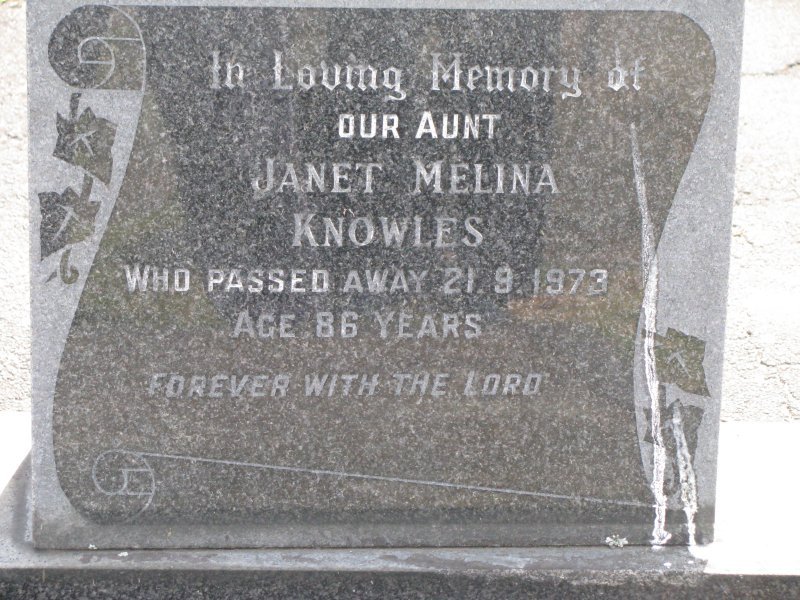 KNOWLES Janet Melina 1887-1973