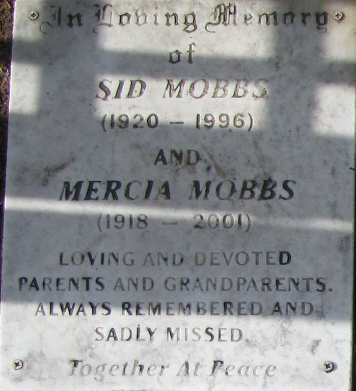 MOBBS Sid 1920-1996 &amp; Mercia 1918-2001