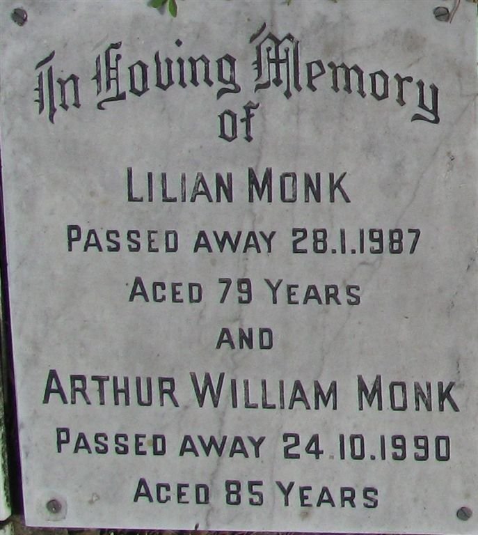 MONK Arthur William 1905-1990 &amp; Lillian 1908-1987