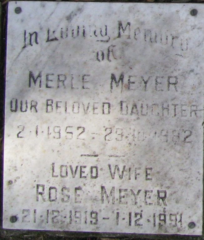 MEYER Rose 1919-1991 :: MEYER Merle 1952-1982