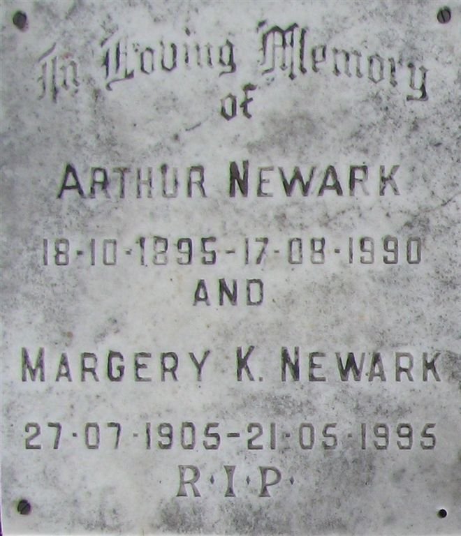NEWARK Arthur 1895-1990 &amp; Margery K. 1905-1995