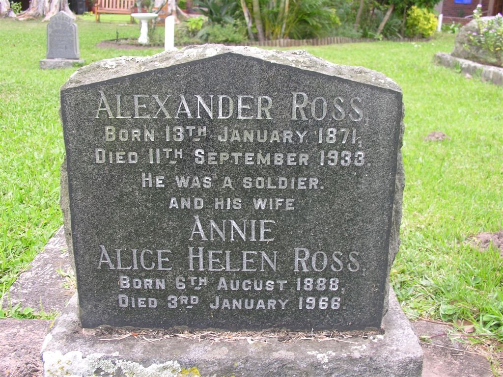 ROSS Alexander 1871-1933 &amp; Annie Alice Helen 1888-1966
