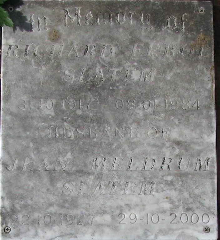SLATEM Richard Errol 1917-1984 &amp; Jean Meldrum 1927-2000