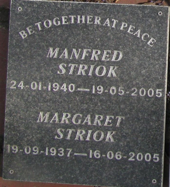 STRIOK Manfred 1940-2005 &amp; Margaret 1937-2005