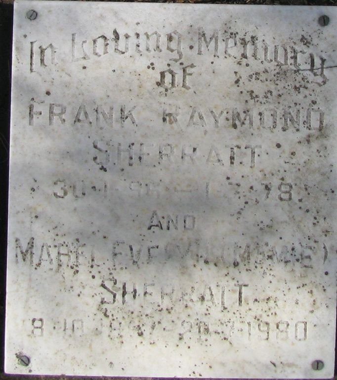 SHERRATT Frank Raymond 1896-1978 &amp; Mabel Evelyn -1980